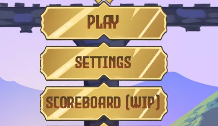 The final result shown on a series of main menu buttons: Play, Settings, Scoreboard.